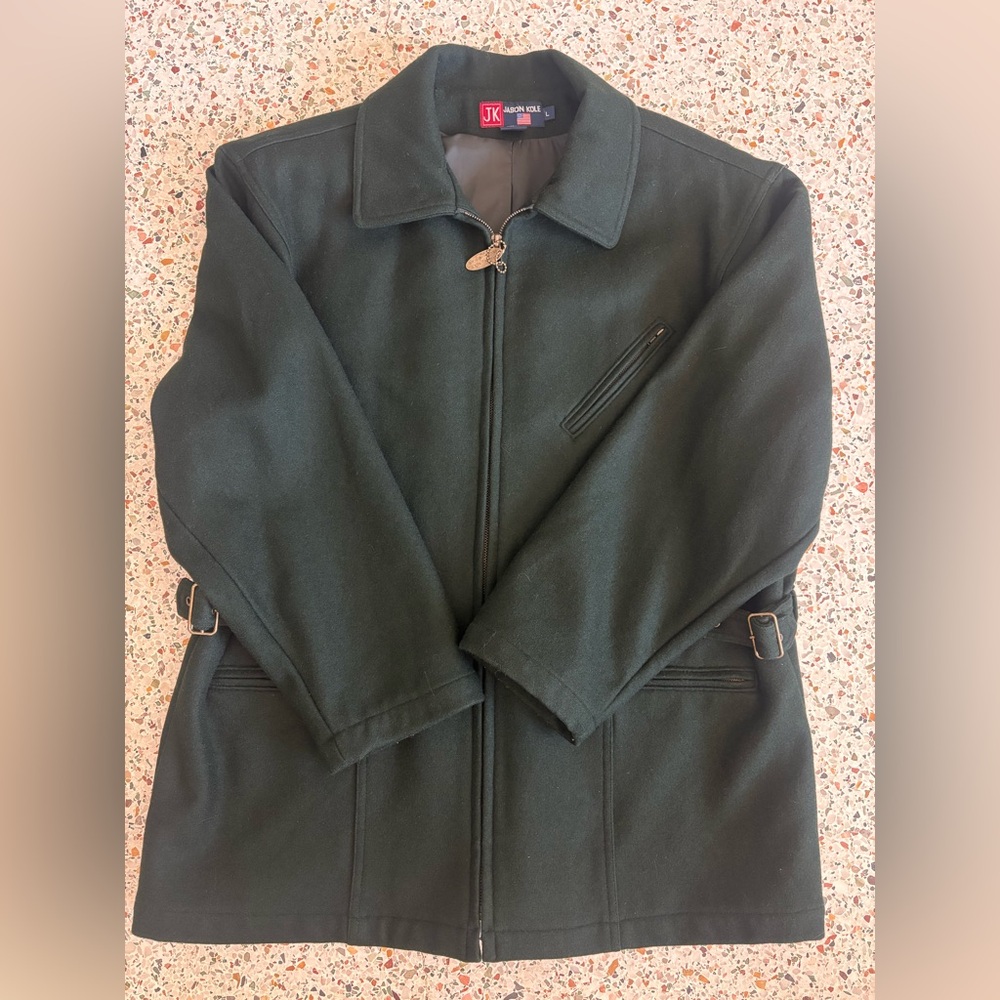 Men's Jason Kole Dark Green wool 70% coat Jacket size large